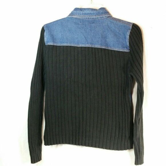 KIKIT Maurice Sasson Denim Shacket Jacket Size Small Ribbed Sleeve - Picture 2 of 10